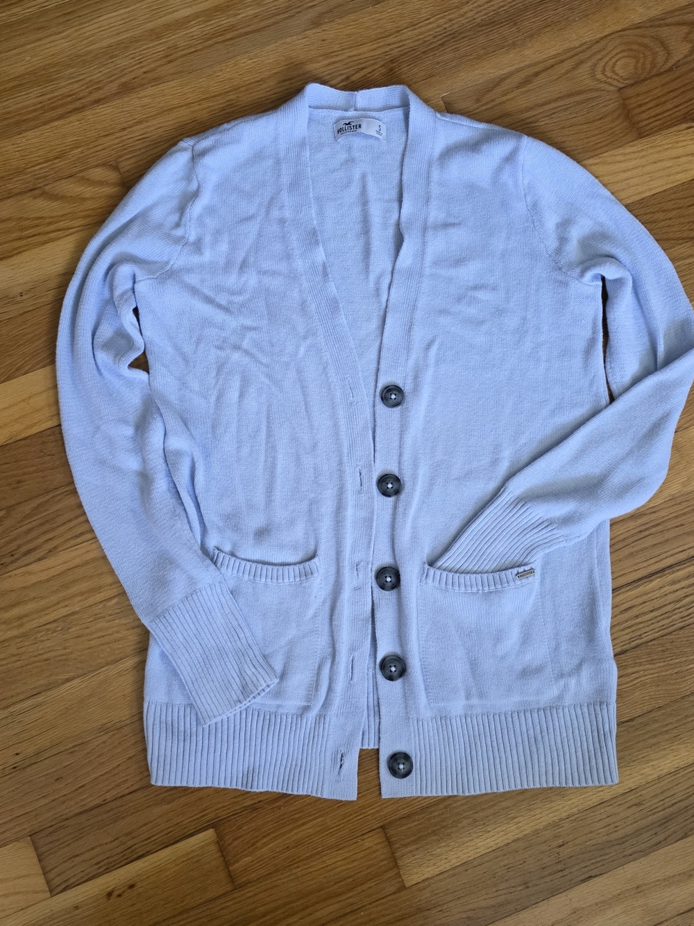 Hollister Light Blue V-Neck Button Front Cardigan - Size S